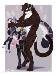 anthro anthro_on_anthro anthro_penetrated anthro_penetrating anthro_penetrating_anthro big_dom_small_sub big_penis black_body black_fur black_hair bra clothed clothing crossdressing dominant duo felid femboy finger_in_mouth fluffy fluffy_tail fur garter_belt garter_straps genitals hair hi_res konigpanther legwear leopard letsdrawcats male male/male male_penetrated male_penetrating male_penetrating_male mammal markings muscular muscular_anthro muscular_male pantherine penetration penis sex size_difference smaller_penetrated snow_leopard spots spotted_body spotted_fur stockings stomach_bulge tail thigh_highs underwear
