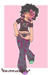 alt_girl embarrassed emo female female_only goth oc original original_female_character pajamas panties scene scene_hair sh1mm3rspew small_breasts sweat undressing