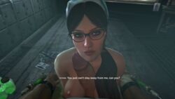 3d breasts brown_eyes brown_hair clothed_male_nude_female eyeshadow femdom glasses jjjjd large_penis looking_at_viewer nude nurse nurse_cap paizuri partial_male penis ponytail restrained source_filmmaker syringe tatiana_gutierrez the_evil_within the_evil_within_2 titjob video_games