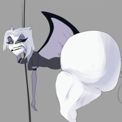 against_wall angel_(hazbin_hotel) angel_girl animated ass breasts female giant_ass hazbin_hotel interspecies lute_(hazbin_hotel) massive_ass medium_breasts scrapmax sweat sweaty_ass sweaty_butt vivziepop