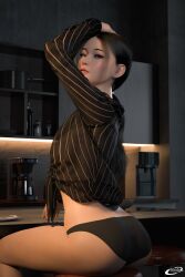 1girls 3d blushymostly breasts chest curvaceous curvy curvy_figure cute cute_face dark_hair female hips hourglass_figure legs light-skinned_female light_skin mature mature_female slim_waist thighs waist