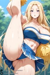 1female 1girls 2025 :o ai_generated alpha_(the_eminence_in_shadow) armpits artist_name bangs bare_shoulders big_ass big_breasts blonde_hair blue_eyes blue_panties blue_skirt blue_sky blush breasts cameltoe cheerleader cleavage collarbone crop_top curvy day elf female hi_res high_quality high_resolution highres holding holding_pom_poms huge_ass huge_breasts large_breasts leg_lift leg_up long_hair looking_at_viewer midriff miniskirt navel open_mouth outdoors panties parted_bangs patreon patreon_username pleated_skirt pointy_ears pom_pom_(cheerleading) skirt sky solo split standing standing_on_one_leg standing_split sweat the_eminence_in_shadow thighs underwear unjobdespiert very_long_hair watermark