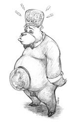 2007 anthro balls belly boskov_the_bear cartoon_network evil_con_carne hector_con_carne lilpiggyboy male male_only mammal monochrome overweight overweight_male penis simple_background solo solo_male the_grim_adventures_of_billy_and_mandy ursid white_background