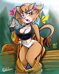 4:5 absurd_res anthro big_breasts blush bodily_fluids breasts cleavage clothed clothing curvy_figure evita_fuegos fanning fanning_self felid feline female hi_res lion mammal nuevoleon pantherine rabbidsigner solo sweat sweatdrop undressing