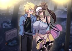 1boy 1boy1girl 1girls after_sex big_ass big_breasts blonde_hair blue_eyes blush blushing brown_hair commission commissioner_insert female fertilization forest game_freak gray_eyes grey_eyes hair_bun hair_buns hand_holding handholding happy impregnation large_ass large_breasts night nrgxer outside pokemon pubes pubic_hair purse ripped_clothing rosa_(pokemon) ruined_clothes self_insert shoulders shoulders_exposed skirt smile tagme thick_thighs twintails variant visor wholesome