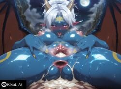 after_anal after_sex after_vaginal ahe_gao ai_generated anus ass bat_wings blue_skin blush breasts breasts_apart cervix clitoris cloud colored_skin completely_nude cum cum_in_ass cum_in_pussy cum_pool cumdrip demon_girl demon_wings dragon_girl dragon_horns dragon_wings excessive_cum facial_mark fangs female fingernails forehead_mark fucked_silly full_moon gaping gate_-_jieitai_ka_no_chi_nite_kaku_tatakaeri genital_fluids giselle_(gate) heart-shaped_pupils horns kikia1 large_breasts long_hair looking_at_viewer lying moon nakadashi naughty_face night night_sky nipples nude on_back open_mouth outdoors parted_bangs pointy_ears presenting puffy_nipples purple_eyes pussy saliva semen shiny_skin sky smile solo spread_anus spread_legs spread_pussy steam sweat symbol-shaped_pupils tattoo tongue tongue_out urethra vagina white_hair wings yellow_horns yellow_nails