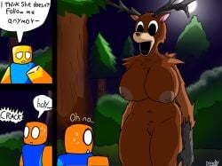 1boy 1boy1girl 1girls 2025 2d 2d_(artwork) 2d_artwork 99_nights_in_the_forest animal animal_ears animal_humanoid anthro anthrofied artist_name belly belly_button big_breasts black_eyes black_mouth black_nose blue_skirt breasts breasts_bigger_than_head brown_body brown_fur bush bushes color colored comic comic_page deer deer_(99_nights_in_the_forest) deer_ears deer_girl deer_horns deer_humanoid deer_nose dialogue dialogue_bubble english_text eyes female forest fur furry furry_female horn horns light_skin light_skinned_female light_skinned_male male male/female monster monster_girl moon moonlight mouth movement_lines night night_sky nipple nipples noob_(roblox) nose open_mouth pubic_hair pussy roblox roblox_game sweat sweating sweaty_head tapiathiag52803 text text_bubble thick thick_breasts thick_legs thick_thighs tree trees tremble_lines trembling trembling_lines vagina video_game video_game_character video_games yellow_body