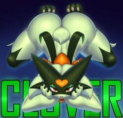 2025 3_fingers anthro artist_name ass big_butt blue_background closed_smile clover_(mykiio) english_text female fingers fur generation_9_pokemon gradient_background green_body green_fur green_text heart_(marking) hi_res looking_at_viewer markings meowscarada mouth_closed multicolored_body mykiio narrowed_eyes nintendo nude nude_anthro nude_female orange_body orange_eyes orange_markings pawpads paws pokemon pokemon_(species) short_tail simple_background smile solo tail text