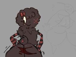 1girls 4_arms 4_eyes ? anus_juice anus_spread ass big_ass black_fur black_skin digital_media_(artwork) female freckles freckles_on_ass fur halodouble hand_on_ass heart looking_back oc red_bow spider spider_girl spider_humanoid spie_(halodouble) spread_ass spreading tagme tail thick_ass thin_legs winking_anus wobbling_ass