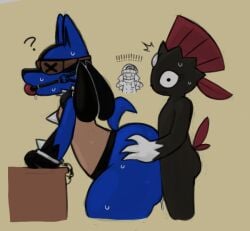 big_ass big_butt color color_edit colored colored_sketch colorshun furry lucario nintendo pokemon pokemon_(species) sex zlut385