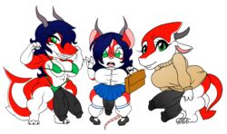 3futas anthro big_penis bikini breasts chibi cute d-idara diphallia diphallism dragon furry futanari humanoid_penis intersex kyera lineup multi_penis muscular muscular_futanari penis posing school_uniform shark sweater