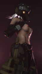 3d 3d_(artwork) breasts female female_only half_dressed hands_on_breasts haven_trooper headgear metal_gear_solid metal_gear_solid_4 nipples solo source_filmmaker white_hair