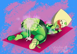 ass bimbo blush cum cum_in_ass cum_in_pussy cum_inside cum_overflow excessive_cum fucked_silly gaping gaping_anus gem_(species) green_skin huge_ass peridot_(steven_universe) plump_lips red_lips shortstack steven_universe thick_thighs torn_clothes voodoomancy wide_hips