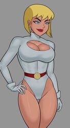 1girls alien alien_girl bedroom_eyes big_breasts blonde blonde_hair blue_eyes bob_cut cameltoe cleavage cleavage_cutout clone dc dcau edit female female_focus female_only fit_female full_cleavage galatea hourglass_figure huge_breasts justice_league_unlimited leotard lipstick long_legs makeup muscular_female naughty_face revealing_clothes sci-fi science_fiction scifi seductive seductive_smile short_hair smile solo solo_female sunsetriders7 thick_thighs thong_leotard tight_clothing