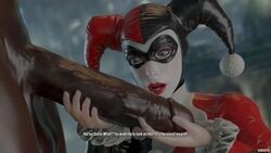 1boy 1girls 3d batman:_arkham_knight batman_(series) blender clothed_female_nude_male completely_naked completely_naked_male completely_nude completely_nude_male dark-skinned_male dark_skin dc dc_comics erection female harley_quinn harley_quinn_(arkham) harley_quinn_(arkham_knight) harley_quinn_(classic) huge_cock interracial male penis text vekkte