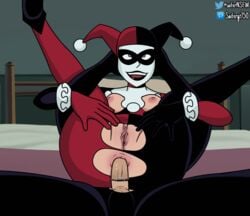 1boy 1girls ahe_gao anal anal_penetration anal_sex batman_(series) batman_and_harley_quinn dc dc_comics dcamu dick_grayson full_nelson full_nelson_anal harley_quinn harley_quinn_(classic) legs_up male nightwing pale-skinned_male pussy saifernsfw straight torn_clothes