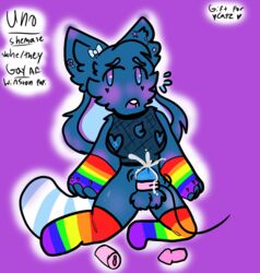 anthro cum kittydog_(species) male_only tagme text