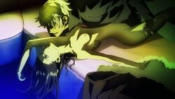 1girls areolae black_hair breasts brown_hair clothed_female female gray_eyes half_naked half_nude mardock_scramble medium_hair navel nipples nude nude_female rune_balot small_breasts tagme video