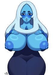 1girls alternate_version_available areolae big_breasts blue_areola blue_body blue_diamond_(steven_universe) blue_dress blue_eyes blue_nipples blue_skin blush blush breasts breasts_out clothing dress exposed_breasts female female_only hair hands_on_breasts hips huge_breasts junfreaky lips long_hair mature mature_female mature_woman nipples parted_lips solo solo_female steven_universe thighs white_hair wide_hips