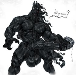 animal_genitalia animal_penis anthro balls big_balls big_penis black_body black_penis equid equine equine_genitalia equine_penis genitals hi_res horse huge_cock male mammal marvel medial_ring muscular muscular_anthro muscular_male nipples nude_anthro nude_male penis shepherdart simple_background solo standing thick_penis venom_(marvel) white_background