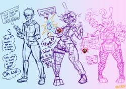 billdraws bimbo bimbofication cleavage cybernetic_corruption gender_transformation large_breasts malthot smile tagme thick_thighs transformation virus wide_hips