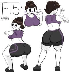 1girls ass big_ass big_breasts big_thighs bike_shorts breasts brown_hair exercise facing_away female fit fit_female foxtrot5 hair_tie jaiden jaiden_animations leggings ponytail simple_background sneakers sports_bra squatting stretching thick_thighs tight_clothing workout_clothes yoga_pants youtube