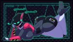 1girls 5_fingers artist_name ass background black_face boobs_on_floor breasts breasts_on_floor bust busty busty_female curvaceous curvaceous_female curvaceous_figure curvy curvy_female curvy_figure dark_face dat_ass dialogue digital_eyes english english_dialogue english_text envylemonade feet feet_up female female_focus female_only fingers green_eyes green_outline hand_on_chin hand_on_floor handlebars handles heart heart_symbol huge_ass huge_breasts huge_thighs humanoid invitation inviting inviting_viewer kate_(envylemonade) large_ass large_breasts laying_down looking_at_viewer love lying_down metallic_body mouthless mouthless_female multicolored_body naked naked_female no_mouth no_nipples no_panties no_pants no_underwear nude nude_female oc on_the_floor on_the_ground one_hand_on_the_ground original original_character pantless posing robot robot_girl robot_humanoid screen_eyes screen_face seductive seductive_eyes seductive_look seductive_pose shoulders solo solo_female solo_focus speaking_to_viewer text thick_thighs thighs thunder_thighs