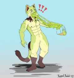 2024 dessert exclamation_point food fur goo_creature goo_transformation green_body green_eyes green_fur hi_res ice_cream latex male mint_chocolate_chip null_bulge permagrin pool_toy riggedreded slime squeaking summer transformation vinyl