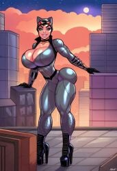 1girls ai_generated big_ass big_breasts catwoman city civitai cleavage dark_skin dc dc_comics female full_body fully_clothed fully_clothed_female goggles_on_head high_heels huge_breasts light-skinned_female night outdoors rooftop selina_kyle short_hair skintight smile solo standing tagme thick_thighs tight_clothing totallynotafurry789 villainess voluptuous wide_hips