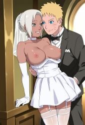 1girls ai_generated arm_gloves bare_shoulders before_sex big_ass big_breasts blue_eyes boruto:_naruto_next_generations breasts_out bride brown_skin busty cheating cheating_husband cheating_on_wedding_day choker church cleavage curvaceous curvy curvy_female curvy_figure dark-skinned_female dark_skin duo_focus female garter_belt garter_straps gloves groom highres indoors interracial light-skinned_female light-skinned_male light_skin lingerie lipstick looking_at_another mabui makeup mature mature_female narugirlshot naruto naruto:_the_last naruto_(series) naruto_shippuden no_bra pink_lips revealing_clothes short_hair single_hair_bun skimpy skimpy_clothes smile stockings suit suit_and_tie teal_eyes thighs tied_hair uncensored uzumaki_naruto wedding wedding_dress wedding_lingerie wedding_veil whisker_markings white_dress white_hair white_lingerie yellow_hair