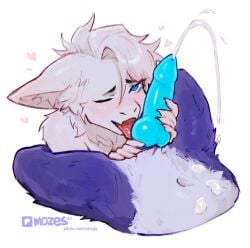 2025 animal_genitalia animal_penis anthro anthro_on_anthro big_penis blue_eyes blue_penis blush bodily_fluids canine_genitalia canine_penis cum cumshot duo ejaculation faceless_character fellatio fur genital_fluids genitals hair hand_on_penis hi_res inner_ear_fluff knot knot_lick licking male male/male mammal mozes.ipg navel neck_tuft oral penile penis pubes sex tongue tongue_out tuft white_body white_fur white_hair