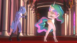 3d 3d_(artwork) absurd_res anthro beverage big_breasts breast_size_difference breasts digital_media_(artwork) equid female friendship_is_magic furry hi_res horn mammal mod-madclicker my_little_pony nude princess_celestia_(mlp) princess_luna_(mlp) pussy sibling sister sisters small_breasts unicorn