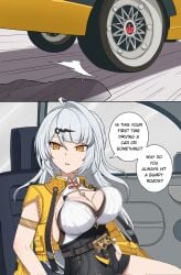 bouncing_breasts car car_wheel driving english_text looking_at_another motion_lines tagme_(artist) yixuan_(zenless_zone_zero) yunkui_summit zenless_zone_zero