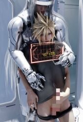 2boys blonde_hair blue_eyes cloud_strife final_fantasy final_fantasy_vii gay male sephiroth white_skin