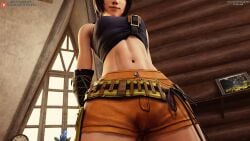 3d 3d_(artwork) belly darkbahamuth female female final_fantasy final_fantasy_vii midriff petite petite_body sfw teenage_girl teenager tummy young younger_female yuffie_kisaragi