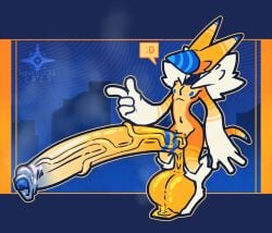 anthro balls big_balls big_penis blue_glans darkner deltarune emoticon erection foreskin genitals glans hi_res huge_balls huge_cock hyper hyper_balls hyper_genitalia hyper_penis kokoro-doll male musk musk_clouds orange_body orange_penis penis solo undertale_(series) unretracted_foreskin vein veiny_penis werewerewire