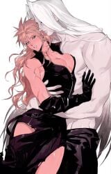 1boy1girl blonde_hair blue_eyes breasts cloud_strife cloudette_strife female final_fantasy final_fantasy_vii male sephiroth
