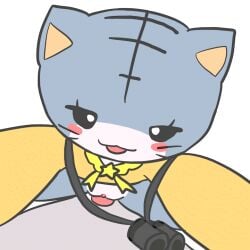 animated anthro blush blush_stickers character_request clothed clothing domestic_cat duo felid feline felis female female_on_top first_person_view fur godforgiveme4 grey_body grey_fur looking_at_viewer male mammal multicolored_body nude on_top pussy sex two_tone_body yahoo!