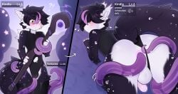 anal anal_sex anthro black_body blush bulge canid canine clothing clothing_aside felid fiamourr fox gameplay_mechanics genitals humanoid_genitalia humanoid_penis hybrid kindle_(kindleclaw) leopard_spots magic_user male mammal one-piece_swimsuit pantherine penetration penis pink_penis purple_body snow_leopard solo spots surprised_expression swimwear tentacle tentacle_in_ass tentacle_penetration tentacles_on_male wet_tentacles