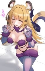 1girls animal_ears big_breasts cat_ears cat_girl feline female female_only green_eyes hoyoverse ju_fufu large_breasts laxiusart light-skinned_female light_skin mihoyo petite petite_body petite_female zenless_zone_zero