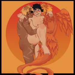 3boys dave_strider davesprite double_penetration ghost_boy homestuck john_egbert scars_all_over selfcest sunglasses threesome top_surgery_scars transgender_male wings