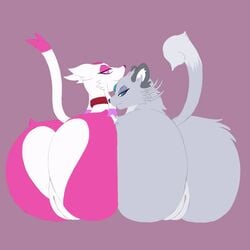 2019 2girls alolan_persian alternate_color ass big_ass blue_eyes collar digital_media_(artwork) duo feline female female_only feral fur furry furry_only grey_body grey_fur looking_back mammal mienshao misu_nox multicolored_body multicolored_fur mustelid nintendo original_character persian pink_body pink_fur pokémon_(species) pokemon pokemon_bw pokemon_mystery_dungeon presenting presenting_hindquarters presenting_pussy purple_eyes pussy raised_tail reallydarkandwindie shiny_mienshao shiny_pokemon simple_background smile tail thick_thighs tuft video_games wanderlust white_body white_fur wide_hips