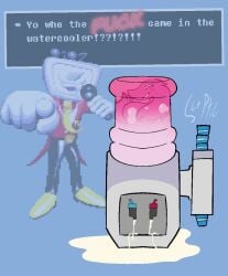 cum_pool cum_puddle deltarune english english_text first_porn_of_character funny miss_mizzle_(deltarune) scepticshmeptic slime_girl solo_female tenna_(deltarune) water_dispenser watercooler_(deltarune)