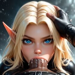 ai_generated blonde_hair blood_elf blowjob cum cum_in_mouth deepthroat elf world_of_warcraft