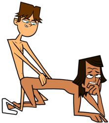 2boys anal anal_penetration anal_sex brown_hair cartoony cody_(tdi) dark-skinned_male dark_brown_hair doggy_style eyes_rolled_up finger_biting finger_in_mouth gay green_eyes male_only no_visible_genitalia noah_(tdi) questionable_anatomy socks total_drama_island yaoi