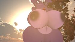 arms_up artist:mrhighvoice beautiful_body belly_fat big_boobs big_breasts bonfie bonfie_(cryptia) breast_focus breasts bunny_ears chubby_female chunky_thighs furry furry_female hands_behind_head horny_female juicy_body juicy_breasts juicy_thighs outdoor_nudity purple_hair purple_nipples seductive_look sexy_body sexy_pose sun_glare sunset thicc_thighs thick_body vrchat wide_hips