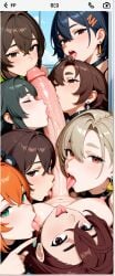 1futa 1girls 6+girls ai ai_generated ayase_momo belle_(zenless_zone_zero) belly big_penis blowjob breasts choker cooperative_fellatio dandadan earrings erection evelyn_chevalier eyebrows fellatio female futa_on_female futanari grace_howard group group_sex head_back huge_cock jane_doe_(zenless_zone_zero) ju_fufu large_penis licking licking_penis looking_at_viewer medium_breasts momo_ayase multiple_girls nipples open_mouth oral oral_sex penis penis_tip phone_screen selfie short_hair tongue_out veiny_penis zenless_zone_zero