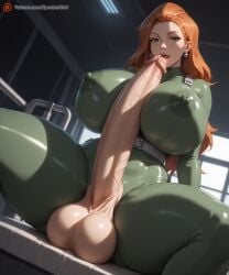 1futa abs ahe_gao ai_generated autofellatio big_breasts blush bodysuit breasts curvy curvy_figure dickgirl dripping_cum female foreskin futa_only futanari green_eyes green_hair high_resolution highres huge_balls huge_breasts huge_cock huge_testicles indoors intersex latex licking_penis light-skinned_futa looking_at_viewer mature_female orange_hair penis sam_(totally_spies) smooth_skin solo solo_focus solo_futa spectreai thick thick_ass thick_legs thick_thighs thighs totally_spies veiny_penis