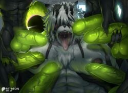 2025 anthro anthro_focus balls big_penis blush bna_v5 bodily_fluids canid canine canis erection ethereal_(zzz) fur gangbang genitals group group_sex hair heart_eyes heart_symbol hi_res humanoid humanoid_genitalia humanoid_penis male male_focus mammal mihoyo muscular muscular_anthro muscular_male open_mouth penis saliva sex solo_focus tongue tongue_out von_lycaon white_body white_fur white_hair wolf zenless_zone_zero
