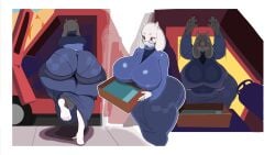 1girls ass ass_focus back_view background big_ass big_breasts breasts car deltarune ears feet fluffy front_view fur glasses goat_mom large_ass large_breasts milf nerobero0 nipple_bulge nipples nipples_visible_through_clothing non-human red_eyes robe tail thick_thighs thunder_thighs toriel undertale